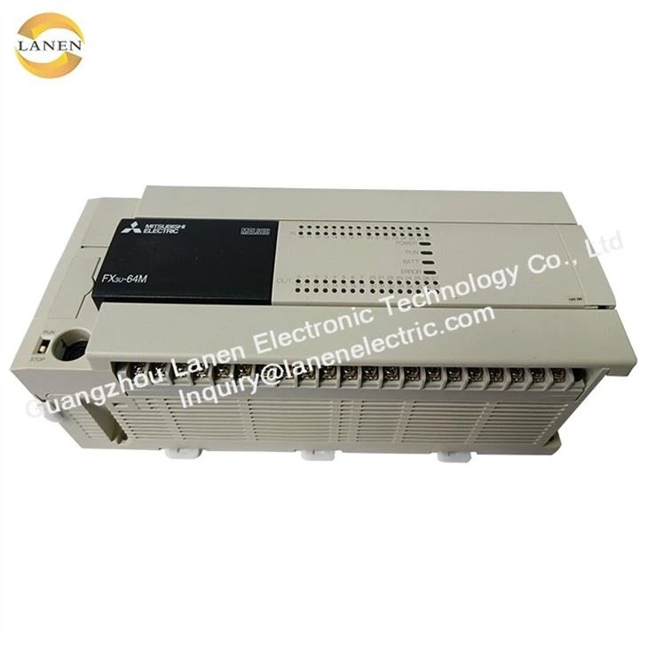 Uned Sylfaenol FX3U-64MR / ES-A FX3U Rheolwr Mitsubishi PLC gyda 32 Mewnbwn a 32 Allbwn Rasio